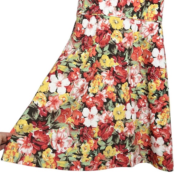 Ann Taylor Factory Floral V Neck Midi Tea Party A Line Dress - Picture 6 of 13